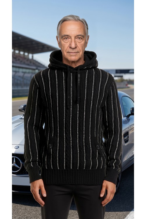 Mercedes-Sweatshirt, handgestrickt aus 100 % Merinowolle, Business-Stil