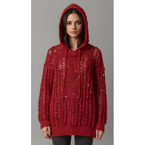 Handgefertigter Frühjahrs- und Sommer-Sweater aus Alpaka mit Pailletten Handgefertigter Frühjahrs- und Sommer-Sweater aus Alpaka mit Pailletten