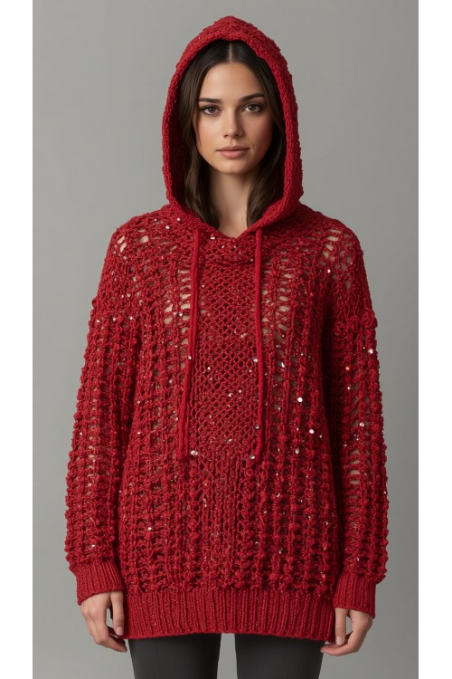 Handgefertigter Frühjahrs- und Sommer-Sweater aus Alpaka mit Pailletten