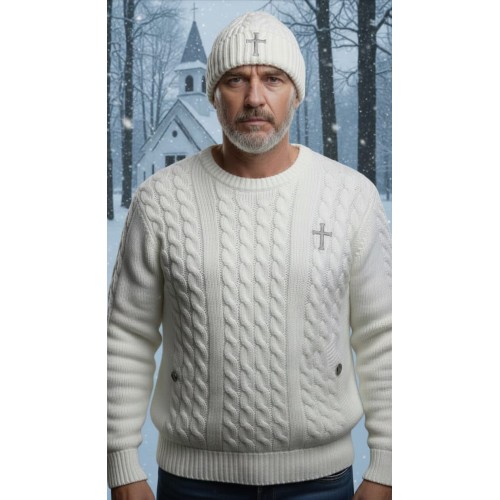 Handgestricktes „Gigi“-Set aus 100 % Merinowolle, bestehend aus Pullover und Mütze, Unikat Handgestricktes „Gigi“-Set aus 100 % Merinowolle, bestehend aus Pullover und Mütze, Unikat