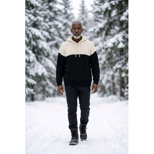Winter Herren Hoodie handgestrickt aus Merinowolle Winter Herren Hoodie handgestrickt aus Merinowolle