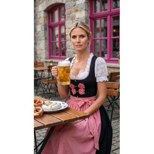 Dirndl „Heidi“ handgestrickt und gehäkelt aus Naturseide, Unikat Dirndl „Heidi“ handgestrickt und gehäkelt aus Naturseide, Unikat