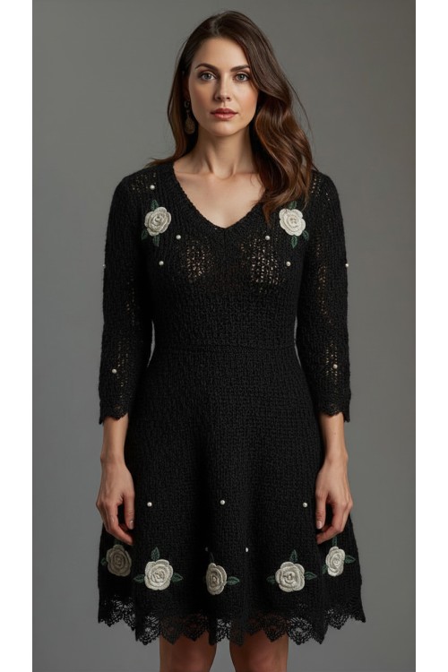 Winterkleid aus reinem Alpaka, handgestrickt, Unikat