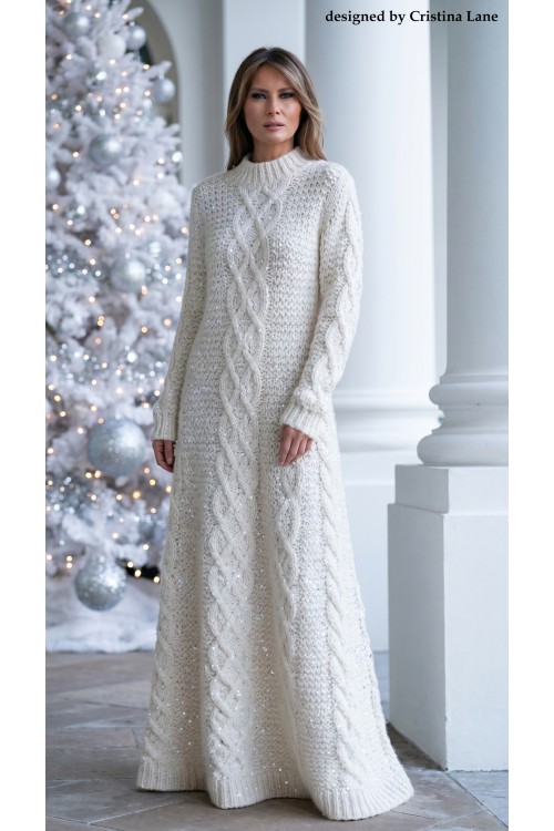 Kleid „Melania“, handgestrickt aus Kaschmir und Merinowolle mit Pailletten, Unikat Kleid „Melania“, handgestrickt aus Kaschmir und Merinowolle mit Pailletten, Unikat