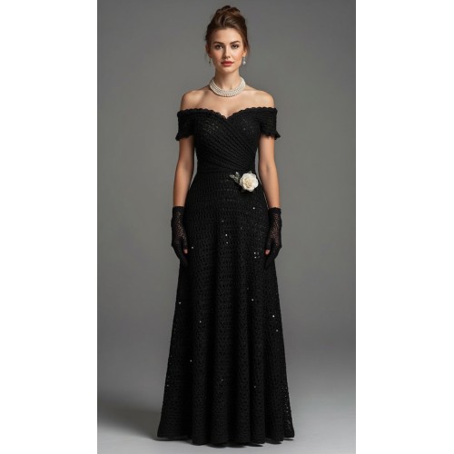 Keira-Abendkleid, handgehäkelt aus reiner Seide, Unikat Keira-Abendkleid, handgehäkelt aus reiner Seide, Unikat