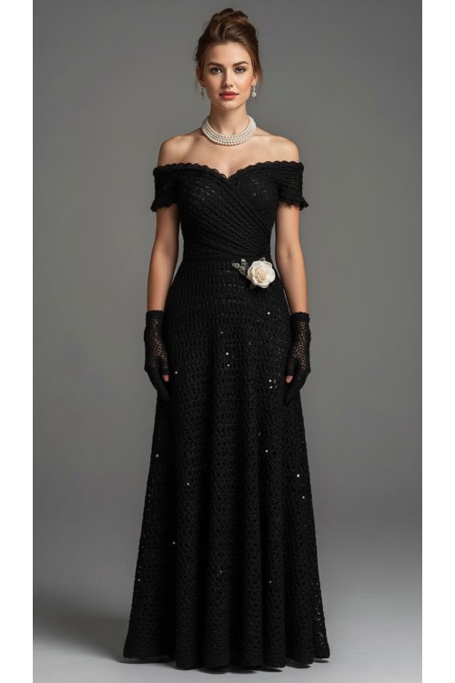 Keira-Abendkleid, handgehäkelt aus reiner Seide, Unikat Keira-Abendkleid, handgehäkelt aus reiner Seide, Unikat