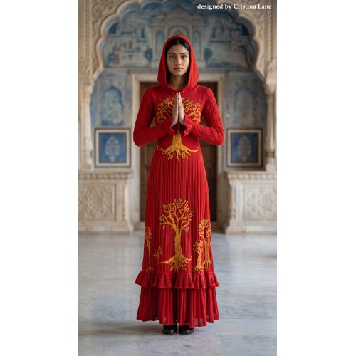 Radhika-Kleid, handgestrickt aus reinem Kaschmir, ein königliches Kleid, Unikat Radhika-Kleid, handgestrickt aus reinem Kaschmir, ein königliches Kleid, Unikat