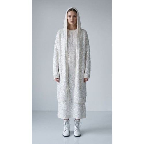 ,,Die Winterkönigin´´ Set, handgestrickt aus reinem Kaschmir, mit Pailletten, Unikat